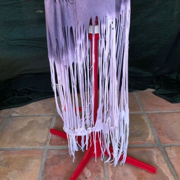 Purple Ombre Distressed Off-Shoulder Shirt Dress Rips Unique Sz O/S - Picture 6 of 9